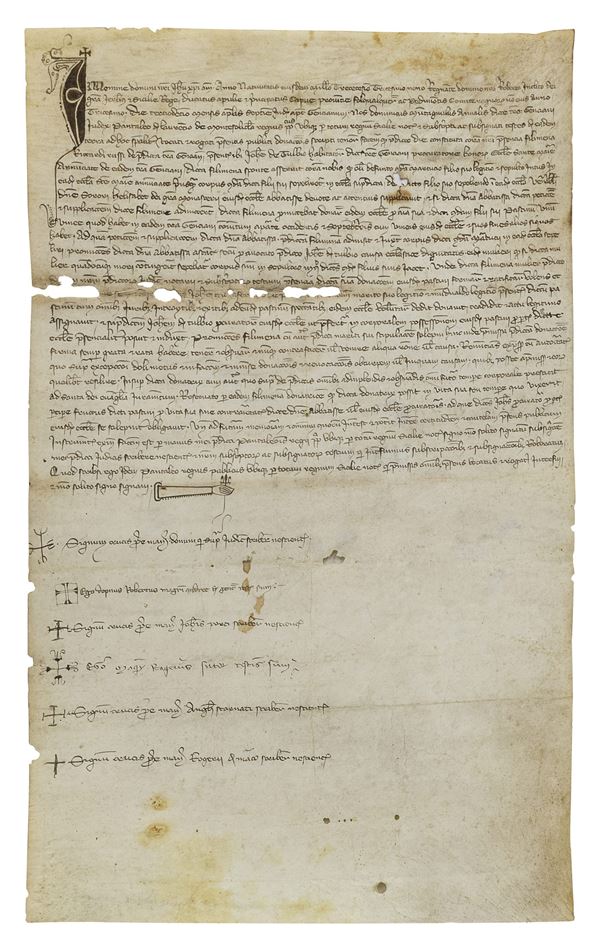 FOGLIO MANOSCRITTO DI REGESTO DI ABBAZIA, 1339