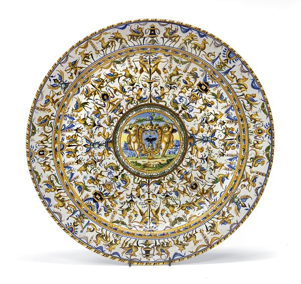 PIATTO IN CERAMICA, MOLARONI PESARO FINE XIX SECOLO