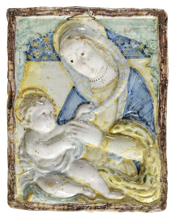 MATTONELLA IN MAIOLICA, OFFICINA CAMPANA FINE XVIII SECOLO