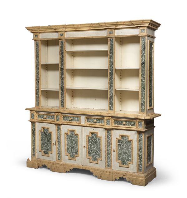 LIBRERIA IN LEGNO LACCATO, STILE SEICENTESCO