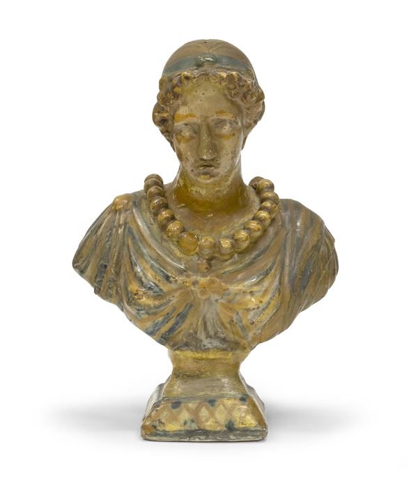 BUSTO IN MAIOLICA DI DONNA ROMANA