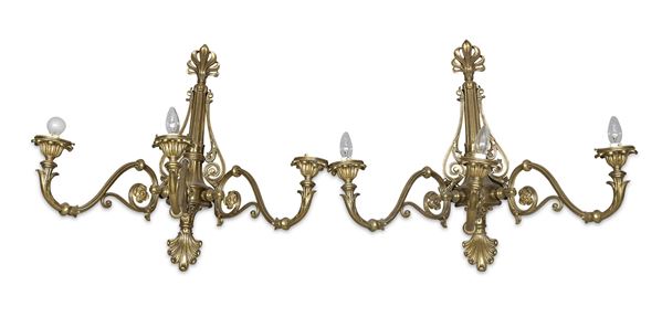 COPPIA DI APPLIQUES IN BRONZO DORATO, FINE XIX SECOLO