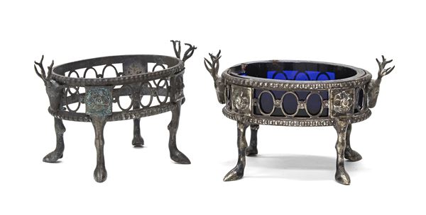 COPPIA DI SALIERINE IN ARGENTO, XIX SECOLO