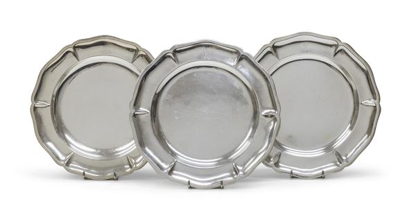 TRE PIATTI IN ARGENTO, PUNZONE STERLING MESSICO INIZI XX SECOLO