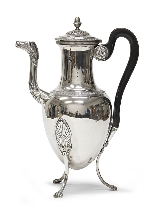CAFFETTIERA IN ARGENTO, PUNZONE TORINO 1820 ca.