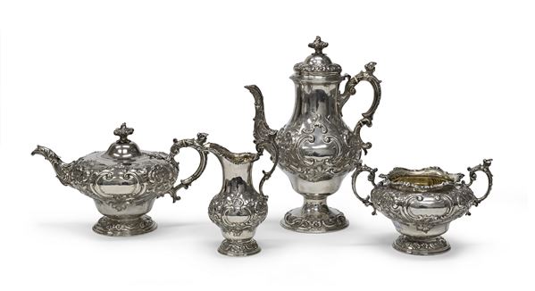 SERVIZIO DA TÈ E CAFFÈ IN ARGENTO, SAVORY & SON LONDRA 1850 ca.