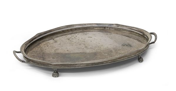 VASSOIO IN METALLO ARGENTATO, INIZI XX SECOLO