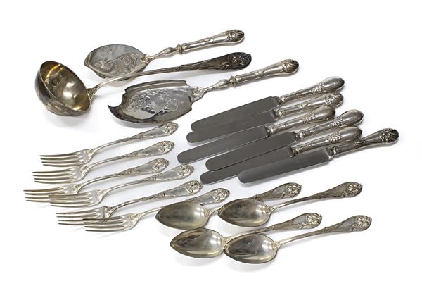 SERVIZIO DI POSATE IN ARGENTO, GERMANIA FINE XIX SECOLO