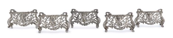 CINQUE SEGNAPOSTO IN ARGENTO, FINE XIX SECOLO