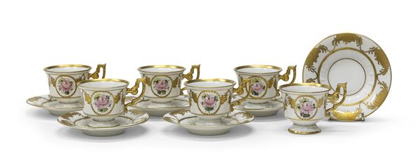 SEI TAZZE CON PIATTINI IN PORCELLANA, MEISSEN