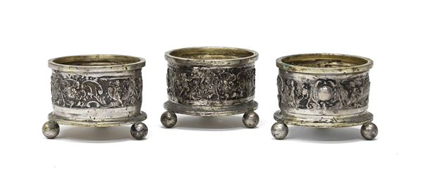 TRE SALIERINE IN ARGENTO, GERMANIA FINE XIX SECOLO