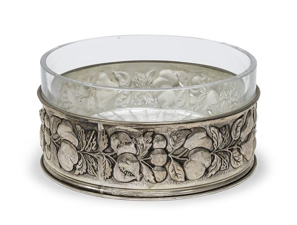 CENTRO TAVOLA IN VETRO E SILVERPLATED