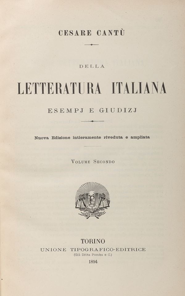 DUE VOLUMI CANTÙ LETTERATURA