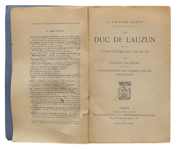 VOLUME LE DUC DE LAUZUN