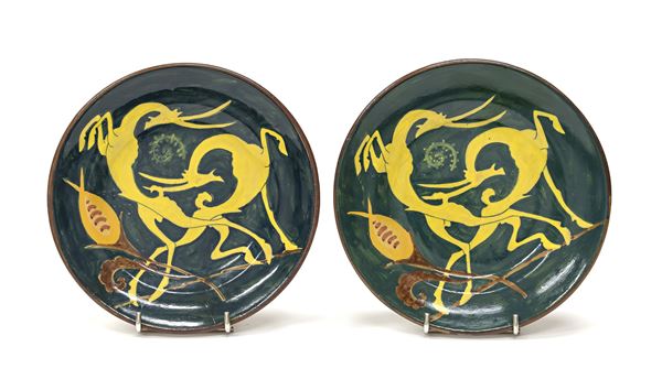 COPPIA DI PIATTI IN CERAMICA, MARCA SQUARCIARELLI ANNI '50
