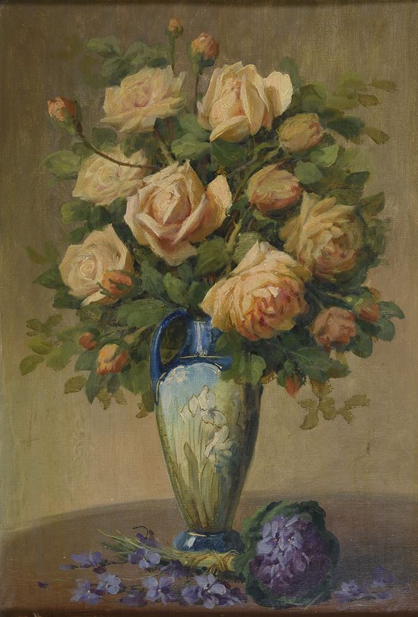 COPPIA DI DIPINTI VASO DI FIORI, 1937