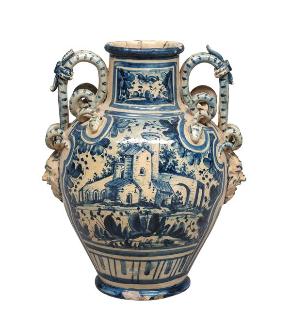 VASO IN MAIOLICA, SAVONA XIX SECOLO