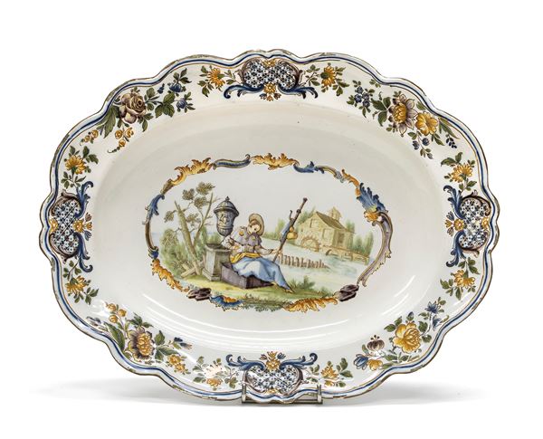 PIATTO IN MAIOLICA, PROBABILMENTE ROSSETTI TORINO XVIII SECOLO