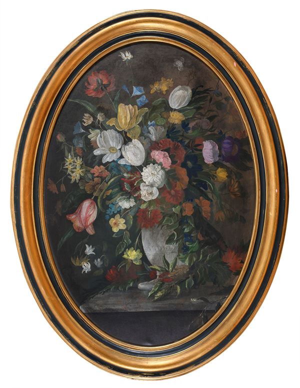 DIPINTO VASO DI FIORI DI PITTORE ACCADEMICO