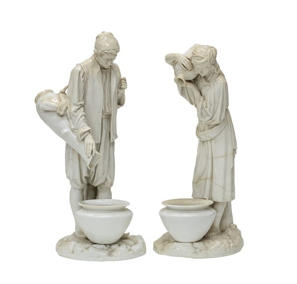 COPPIA DI SCULTURE IN CERAMICA, XIX SECOLO