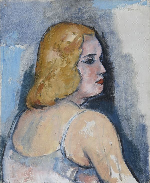 DIPINTO RITRATTO DI DONNA DI ORFEO TAMBURI
