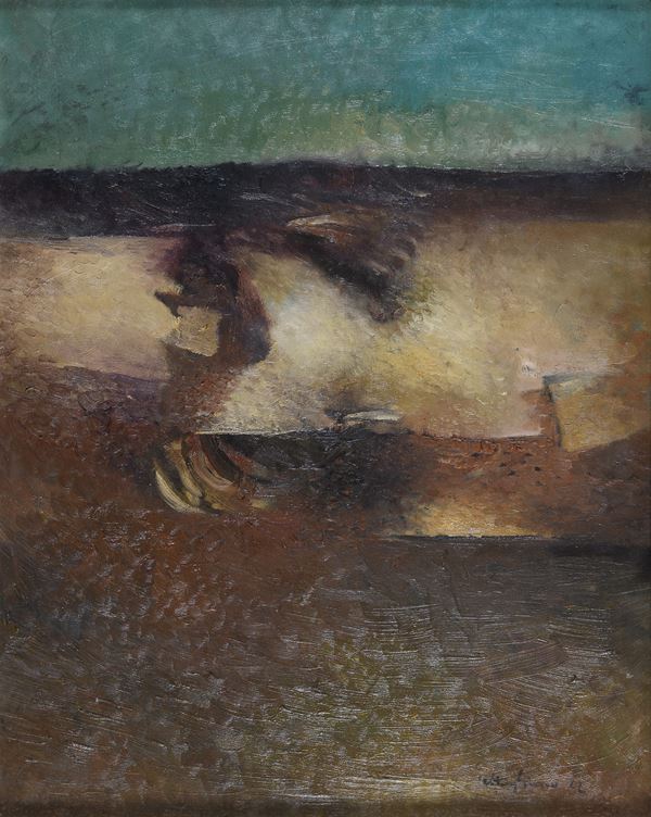DIPINTO PAESAGGIO DI SALVATORE VITAGLIANO, 1972