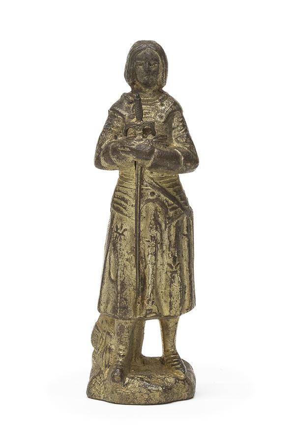 FIGURA DI CROCIATO IN BRONZO DORATO, XIX SECOLO