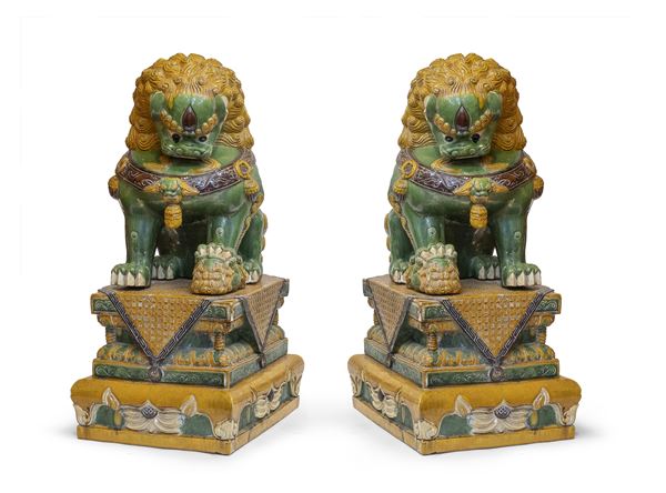 COPPIA DI LEONI BUDDHISTI, CINA XX SECOLO