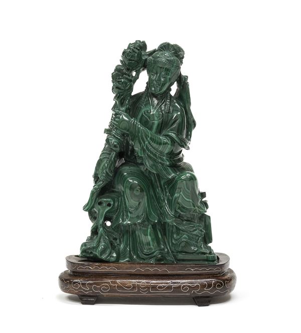 GUANYIN IN MALACHITE, CINA INIZI XX SECOLO