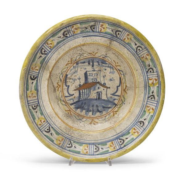 GRANDE FONDINA IN MAIOLICA, LAZIO XVI SECOLO