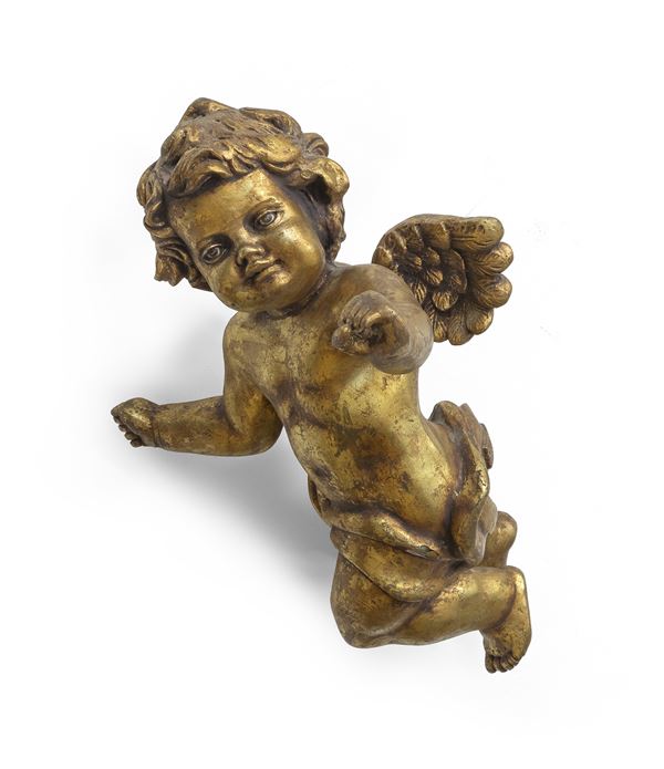 SCULTURA DI CHERUBINO IN LEGNO DORATO