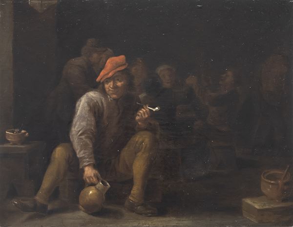 DIPINTO FUMATORE DI SEGUACE DI DAVID TENIERS II  - Asta ASTA 280 SETTEMBRE 2024 ASTA DI DIPINTI E ARREDI ANTICHI - Casa d'Aste Babuino