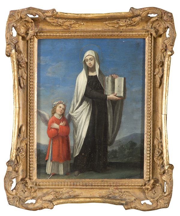 DIPINTO SANTA FRANCESCA ROMANA DI SCUOLA EUROPEA