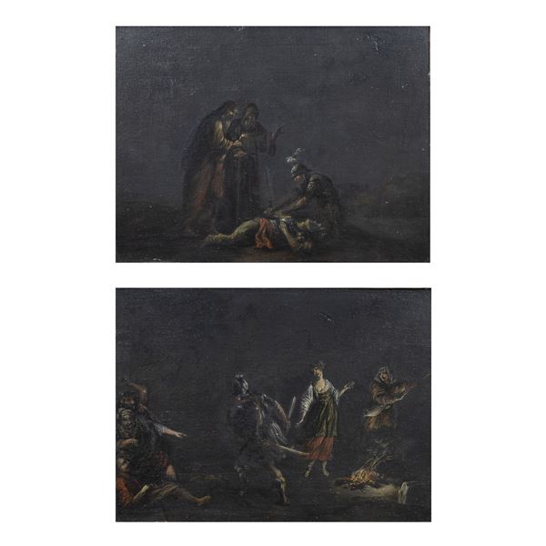 COPPIA DI DIPINTI SU ARDESIA DI SALVATOR ROSA