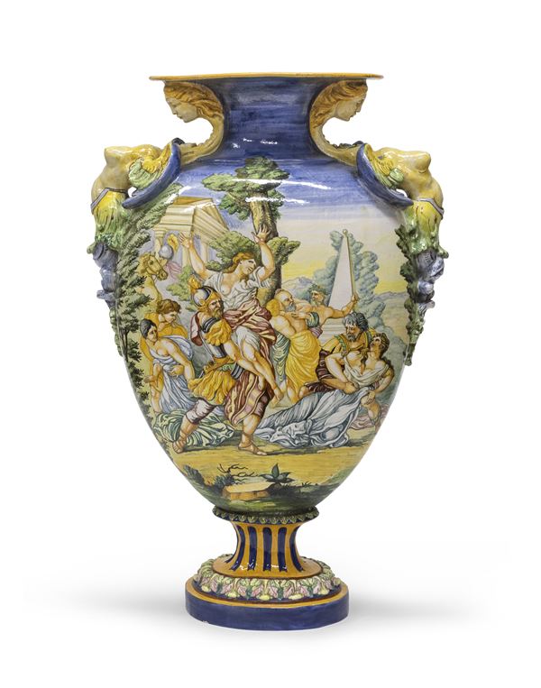 VASO IN MAIOLICA, FAENZA XIX SECOLO