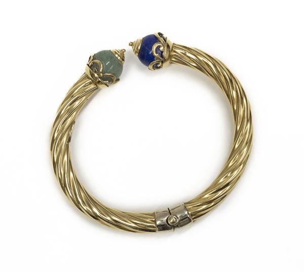 BRACCIALE RIGIDO IN ORO CON GIADA E LAPIS  - Asta ASTA 280 SETTEMBRE 2024 ASTA DI DIPINTI E ARREDI ANTICHI - Casa d'Aste Babuino