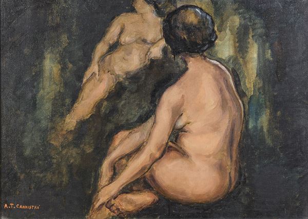 DIPINTO NUDI FIRMATO A. T. CANNISTRÀ  - Asta ASTA 281 OTTOBRE 2024 ARTE MODERNA E CONTEMPORANEA - Casa d'Aste Babuino