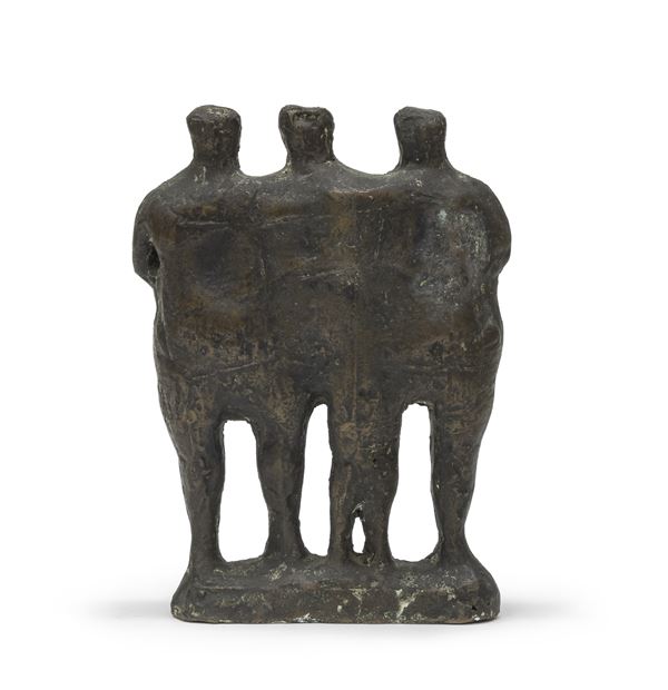 BRONZO TRE AMICI ATTRIBUITO A ORESTE DEQUEL  - Asta ASTA 281 OTTOBRE 2024 ARTE MODERNA E CONTEMPORANEA - Casa d'Aste Babuino