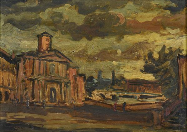 DIPINTO ISOLA TIBERINA DI ACHILLE SDRUSCIA, 1946  - Asta ASTA 281 OTTOBRE 2024 ARTE MODERNA E CONTEMPORANEA - Casa d'Aste Babuino