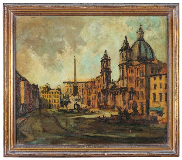 DIPINTO PIAZZA NAVONA F.TO GRIMALDI  - Asta ASTA 281 OTTOBRE 2024 ARTE MODERNA E CONTEMPORANEA - Casa d'Aste Babuino