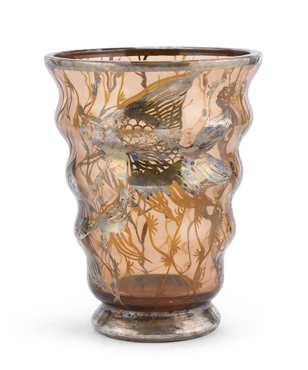 VASO IN VETRO AGEMINATO, ANNI '40