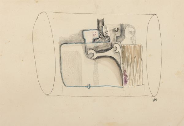 TECNICA MISTA COMPOSIZIONE, 1963  - Asta ASTA 281 OTTOBRE 2024 ARTE MODERNA E CONTEMPORANEA - Casa d'Aste Babuino