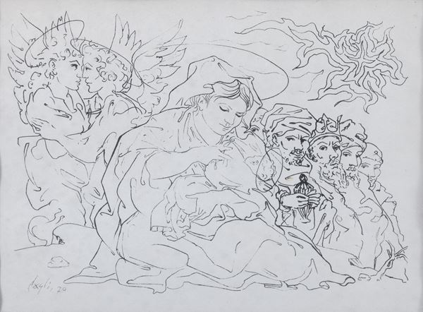 RIPRODUZIONE DI DISEGNO DI CORRADO CAGLI, 1970