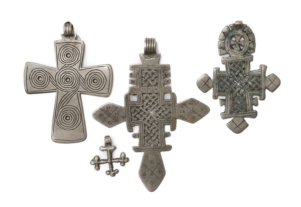 QUATTRO CROCI COPTE IN ARGENTO, ETIOPIA XX SECOLO
