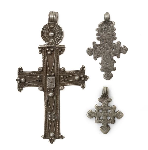 TRE CROCI COPTE IN ARGENTO, ETIOPIA XX SECOLO