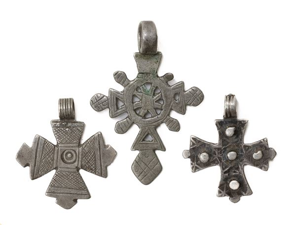 TRE CROCI COPTE IN ARGENTO, ETIOPIA XX SECOLO