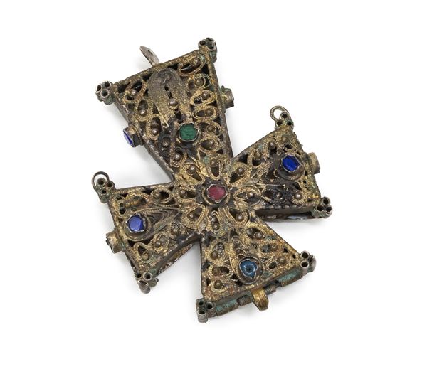 CROCE PORTA RELIQUIE, PROBABILMENTE ASIA CONTINENTALE XVIII SECOLO