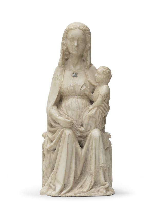 MADONNA IN TRONO CON BAMBINO IN MARMO XVIII SECOLO  - Asta ASTA 282 OTTOBRE 2024 ASTA DI ARTE ANTICA E ASIATICA - Casa d'Aste Babuino