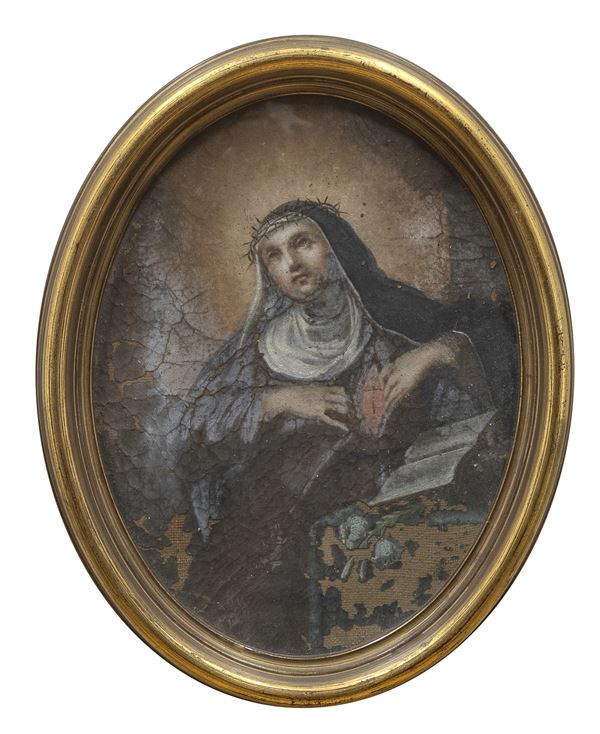 DIPINTO SANTA CATERINA DA SIENA, XVIII SECOLO  - Asta ASTA 282 OTTOBRE 2024 ASTA DI ARTE ANTICA E ASIATICA - Casa d'Aste Babuino