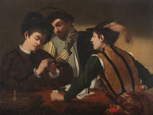 DIPINTO I BARI DA CARAVAGGIO, XVIII SECOLO  - Asta ASTA 282 OTTOBRE 2024 ASTA DI ARTE ANTICA E ASIATICA - Casa d'Aste Babuino